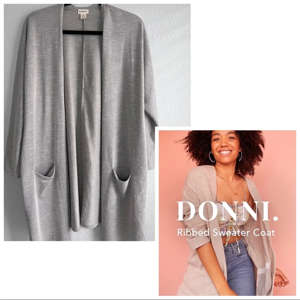 DONNI. Open front Gray Sweater Coat Size Unique - Picture 1 of 10